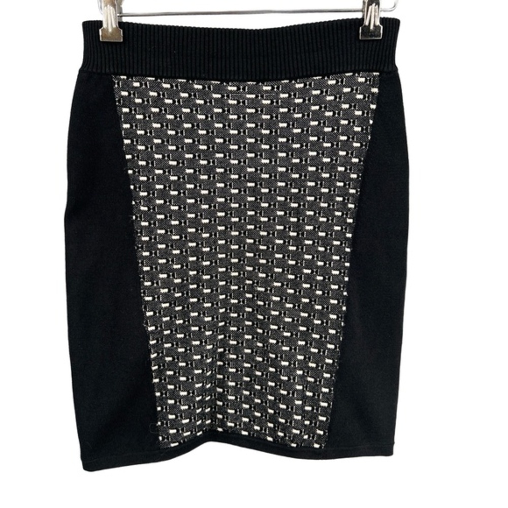 Rag & Bone Knit Pencil Skirt Black Gray Textured Sweater Knit Panel Modern XS